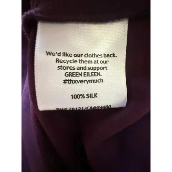 Eileen Fisher Stretch Silk Jersey Shirt Burgandy Size S/P - Picture 4 of 5